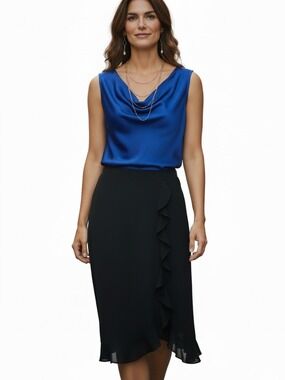 JOSEPH Ribkoff black skirt dress classic woven detailed embellishment crepe 14
